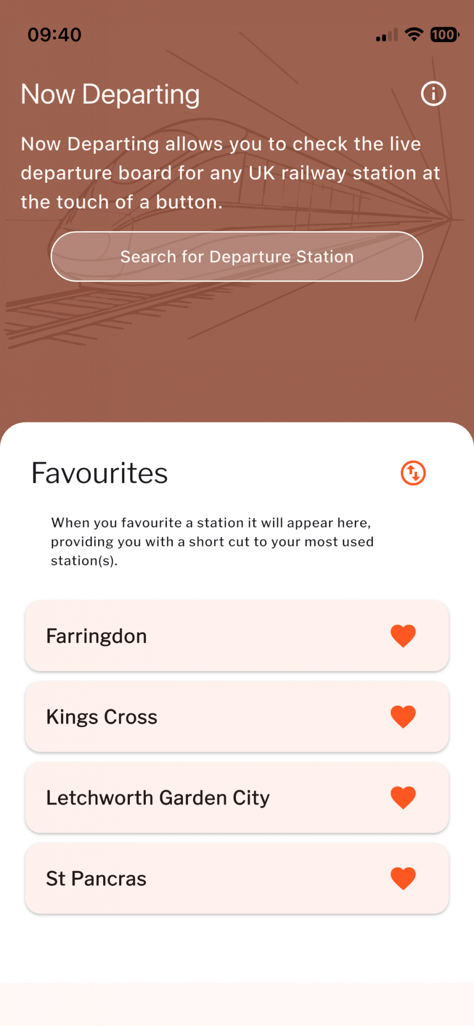 Now Departing app screenshot